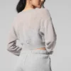 Cardigan corto in cashmere trasparente - Grigio melange sportivo