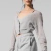 Cardigan corto in cashmere trasparente - Grigio melange sportivo