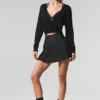 Cardigan corto in cashmere trasparente - Nero