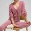 Cardigan corto in cashmere trasparente - Rosa selvatico