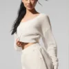 Cardigan corto in cashmere velato - Avorio