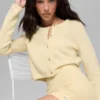 Cardigan corto in misto lana e cashmere New Class - Giallo candela