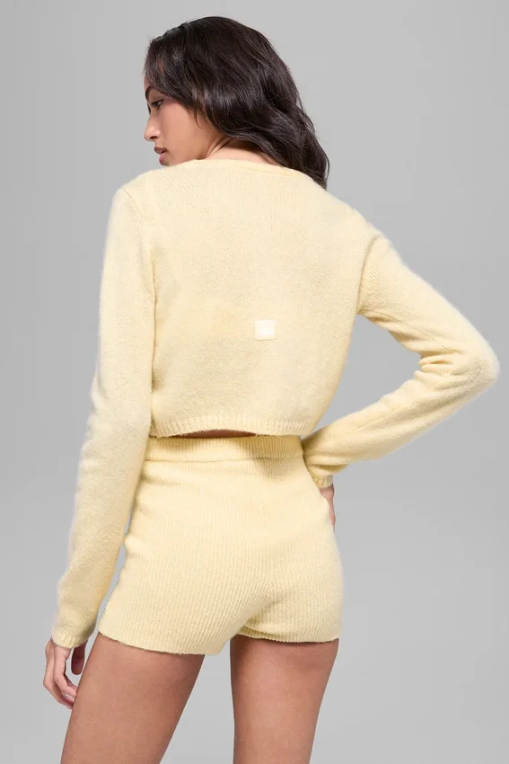 Cardigan corto in misto lana e cashmere New Class - Giallo candela