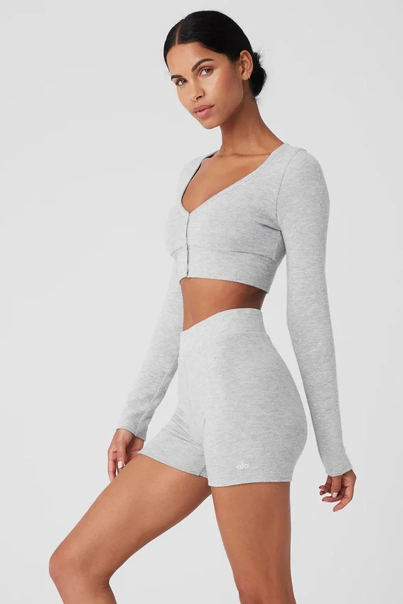 Cardigan corto “Me Time” in Alolux – Grigio melange sportivo