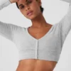 Cardigan corto “Me Time” in Alolux – Grigio melange sportivo