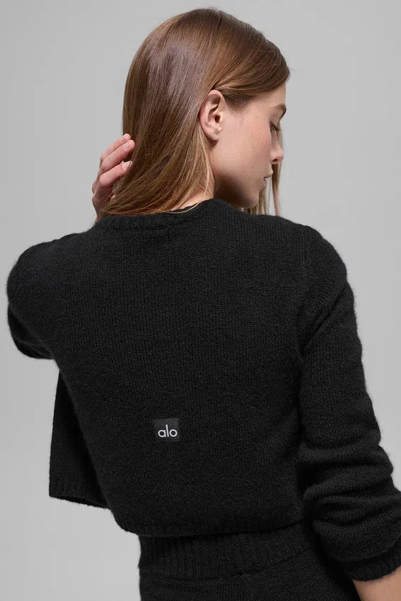 Cardigan corto New Class in lana e cashmere - Nero