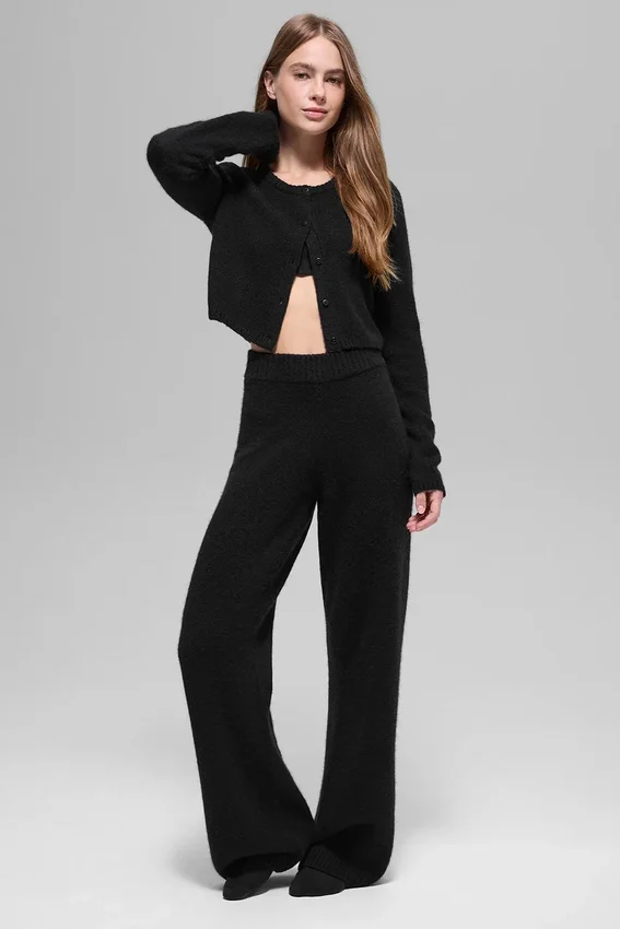 Cardigan corto New Class in lana e cashmere - Nero