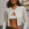 Cardigan corto New Class in misto lana e cashmere - Avorio