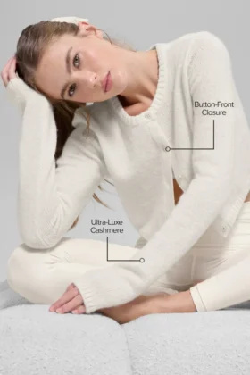 Cardigan corto New Class in misto lana e cashmere – Avorio
