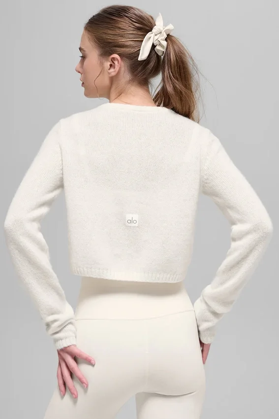 Cardigan corto New Class in misto lana e cashmere - Avorio
