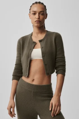 Cardigan corto New Class in misto lana e cashmere - Olive Tree