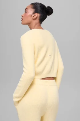 Cardigan corto Snuggle up Maglione – Giallo candela