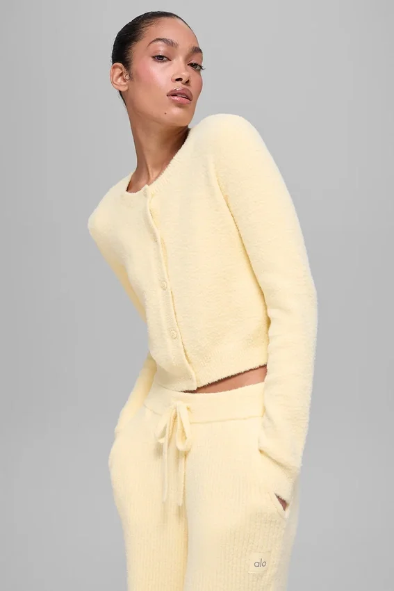Cardigan corto Snuggle up Maglione - Giallo candela