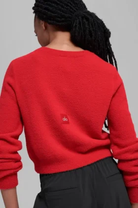 Cardigan corto Snuggle up Maglione – Rosso brillante