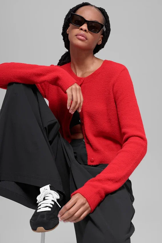 Cardigan corto Snuggle up Maglione - Rosso brillante