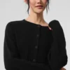 Cardigan in cashmere a trama waffle - Nero