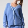 Cardigan in maglia Tennis Club - Blu cristallino/Bianco