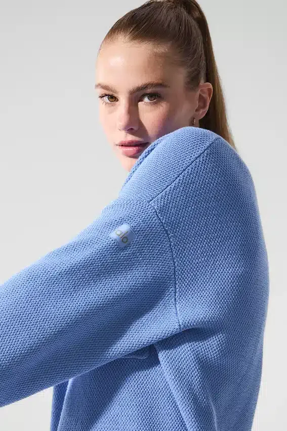 Cardigan in maglia Tennis Club - Blu cristallino/Bianco