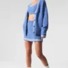 Cardigan in maglia Tennis Club - Blu cristallino/Bianco