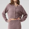 Cardigan in morbido cashmere a trama a nido d’ape - Grigio fungo melange