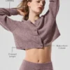 Cardigan in morbido cashmere a trama a nido d’ape - Grigio fungo melange