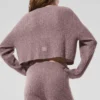 Cardigan in morbido cashmere a trama a nido d’ape - Grigio fungo melange
