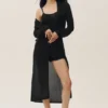 Cardigan lungo Heatwave in seta e cashmere - Nero