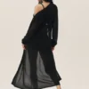 Cardigan lungo Heatwave in seta e cashmere - Nero
