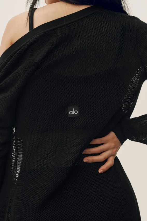 Cardigan lungo Heatwave in seta e cashmere - Nero