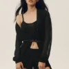 Cardigan lungo Heatwave in seta e cashmere - Nero