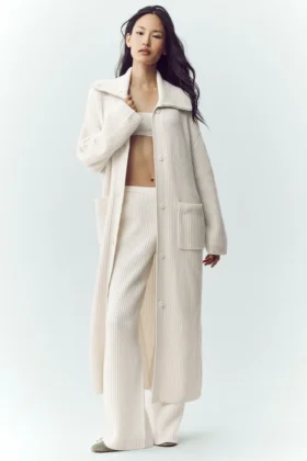 Cardigan lungo in cashmere Northstar - Avorio