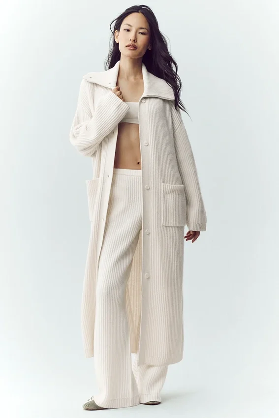 Cardigan lungo in cashmere Northstar - Avorio