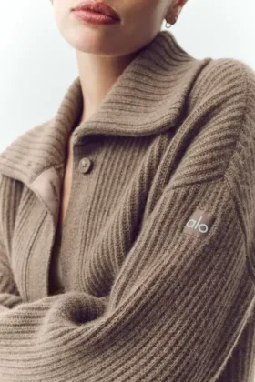 Cardigan lungo in cashmere Northstar – Cacao alpino melange