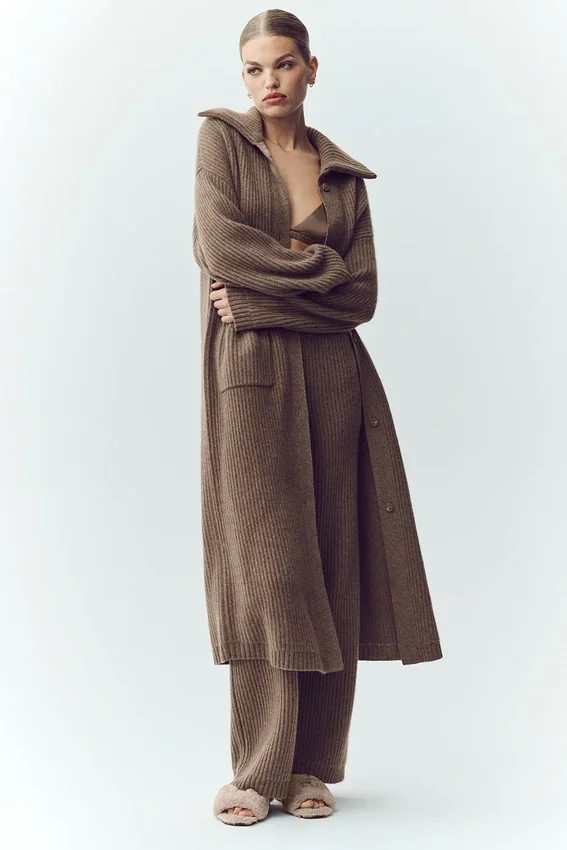Cardigan lungo in cashmere Northstar - Cacao alpino melange