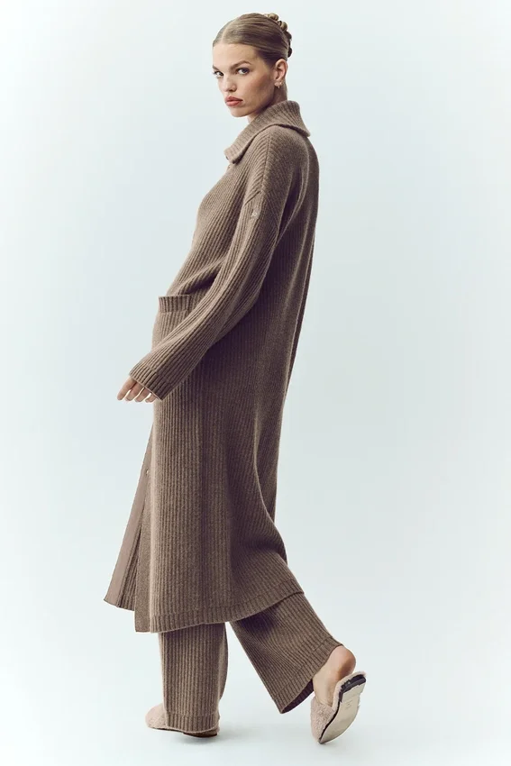 Cardigan lungo in cashmere Northstar - Cacao alpino melange