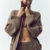 Cardigan lungo in cashmere Northstar - Cacao alpino melange