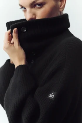 Cardigan lungo in cashmere Northstar – Nero