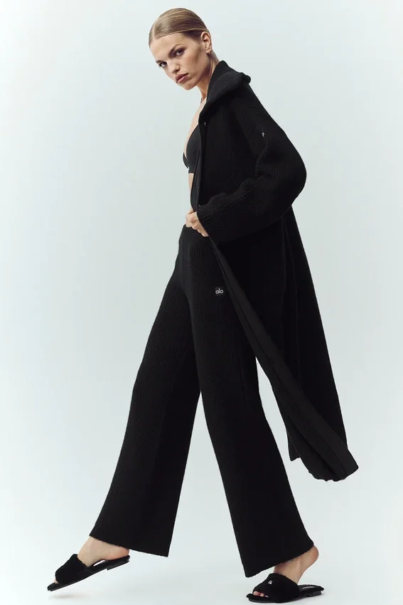 Cardigan lungo in cashmere Northstar - Nero
