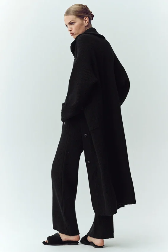 Cardigan lungo in cashmere Northstar - Nero