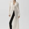 Cardigan lungo in cashmere trasparente - Avorio