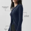 Cardigan lungo in cashmere trasparente - Blu navy