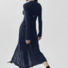 Cardigan lungo in cashmere trasparente - Blu navy