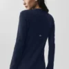 Cardigan lungo in cashmere trasparente - Blu navy