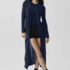 Cardigan lungo in cashmere trasparente - Blu navy