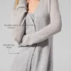 Cardigan lungo in cashmere trasparente - Grigio melange atletico