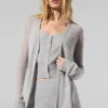 Cardigan lungo in cashmere trasparente - Grigio melange atletico