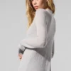 Cardigan lungo in cashmere trasparente - Grigio melange atletico