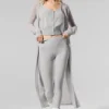 Cardigan lungo in cashmere trasparente - Grigio melange atletico