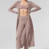 Cardigan lungo in cashmere trasparente - Grigio talpa
