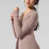 Cardigan lungo in cashmere trasparente - Grigio talpa